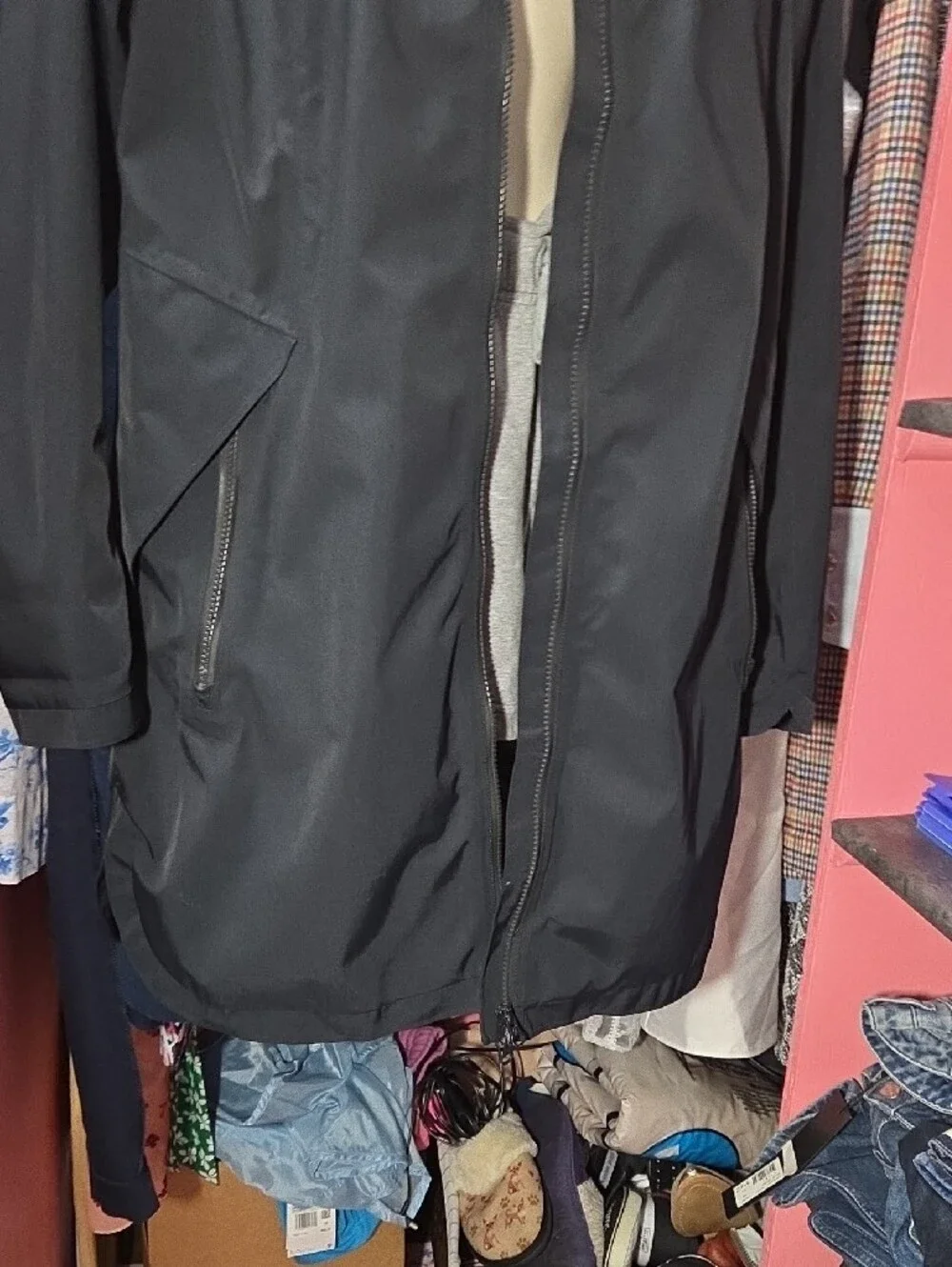 lululemon athletica Black Hooded Long Trench Coat